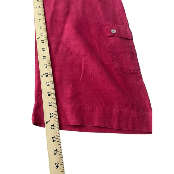 Bryn Walker 100% Linen Wide Leg Pants Medium Beige Red USA Elastic Waist #J7-5 - Picture 10 of 11